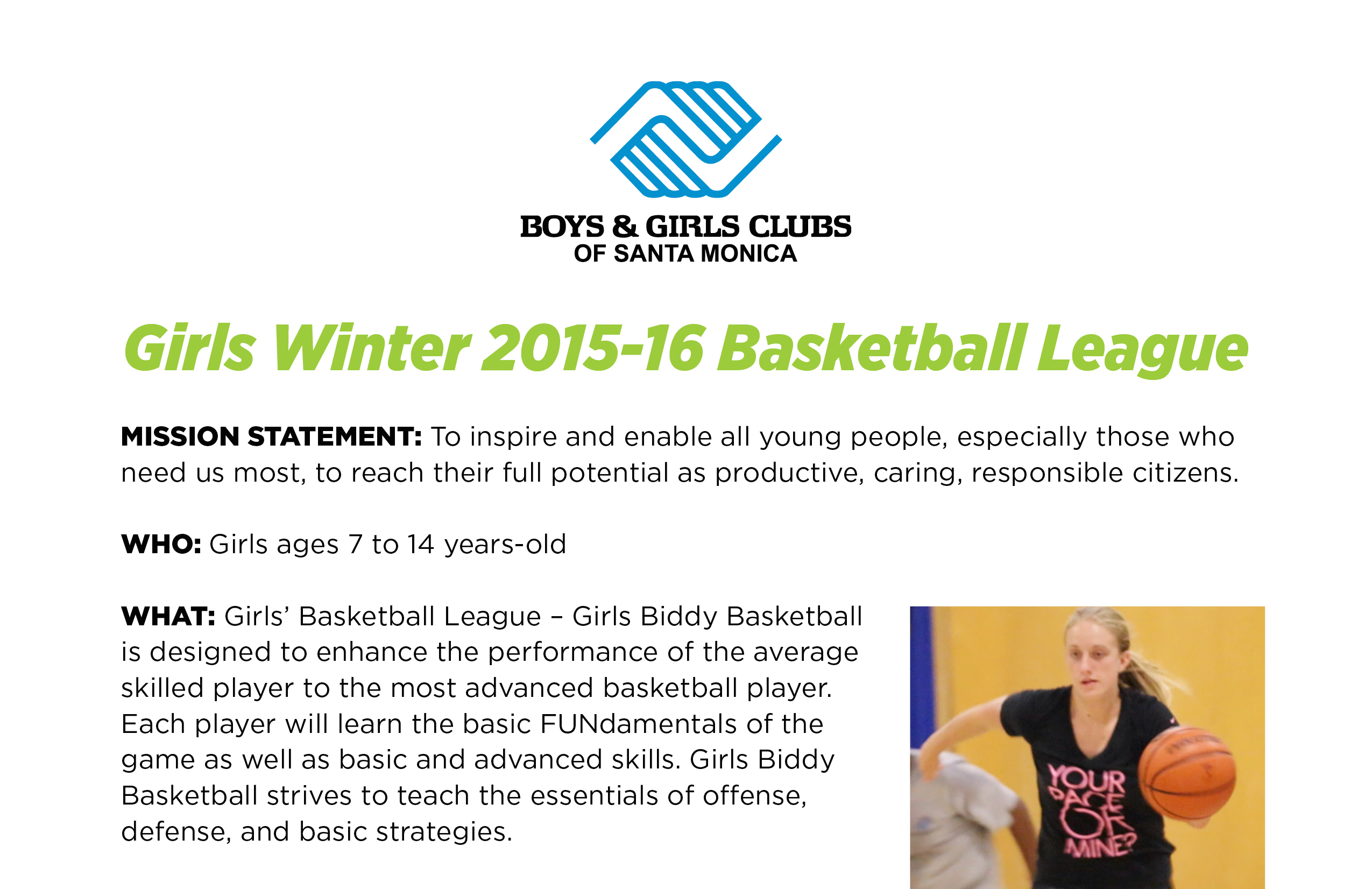 Girls Winter 2015-16 Basketball League!